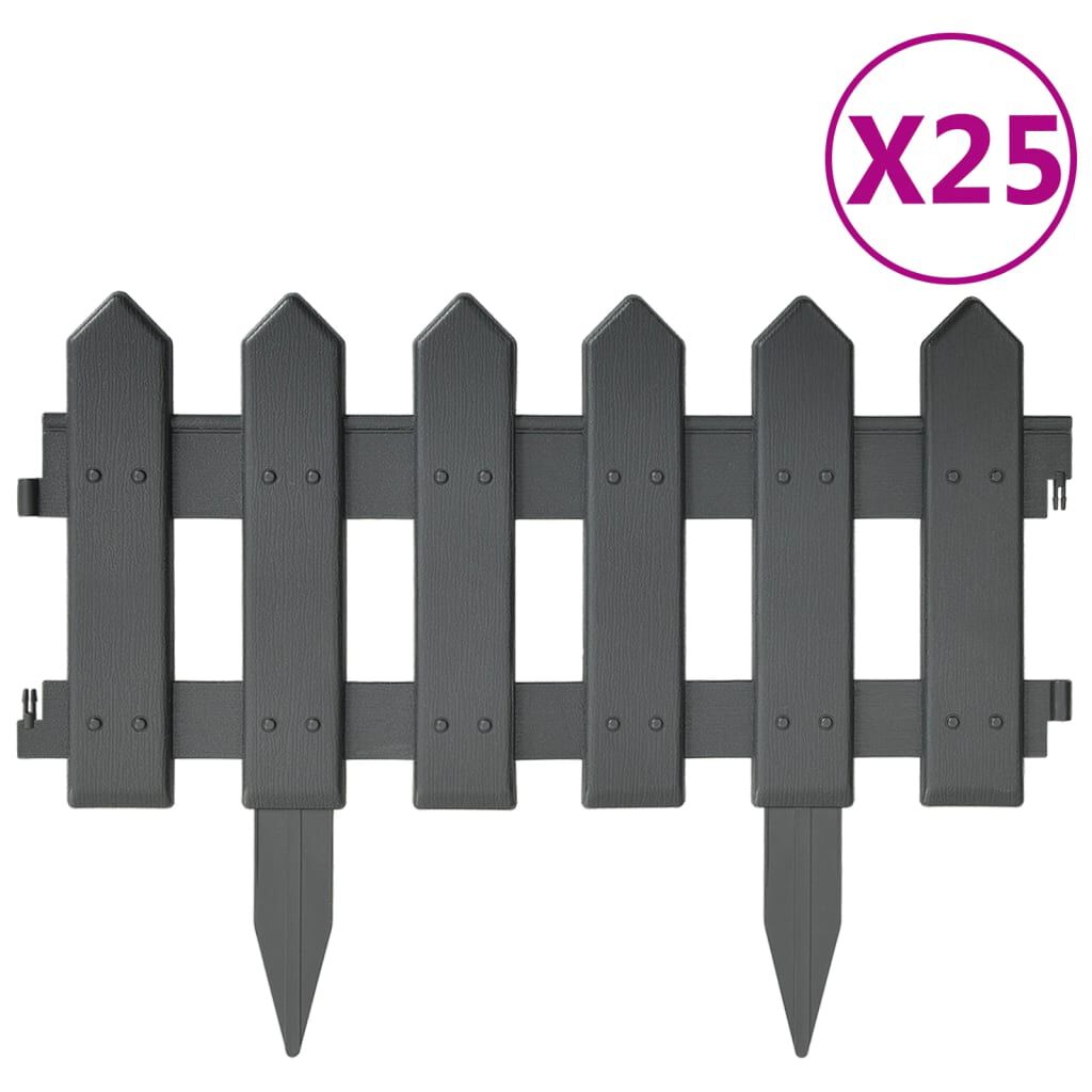 vidaXL حواف عشب 25 ق أنثراسيت 10م بولي بروبيلين (PP)