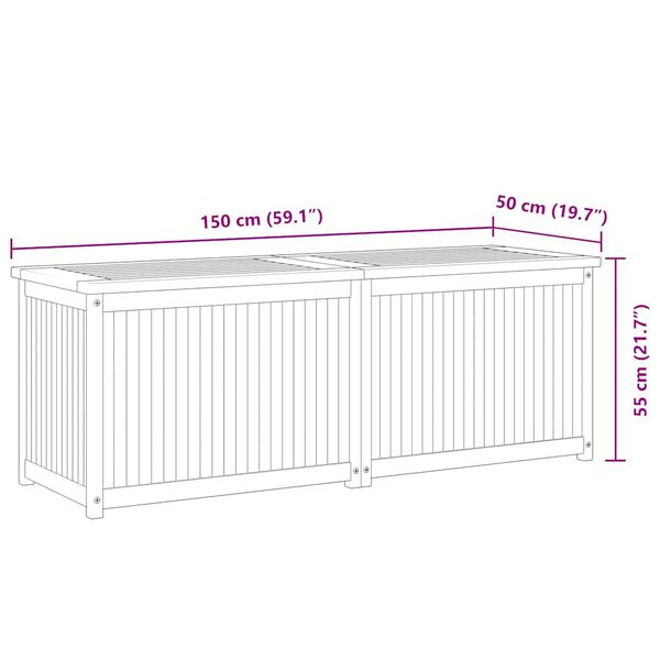 vidaXL صندوق حديقة 150×50×55 سم خشب ساج صلب