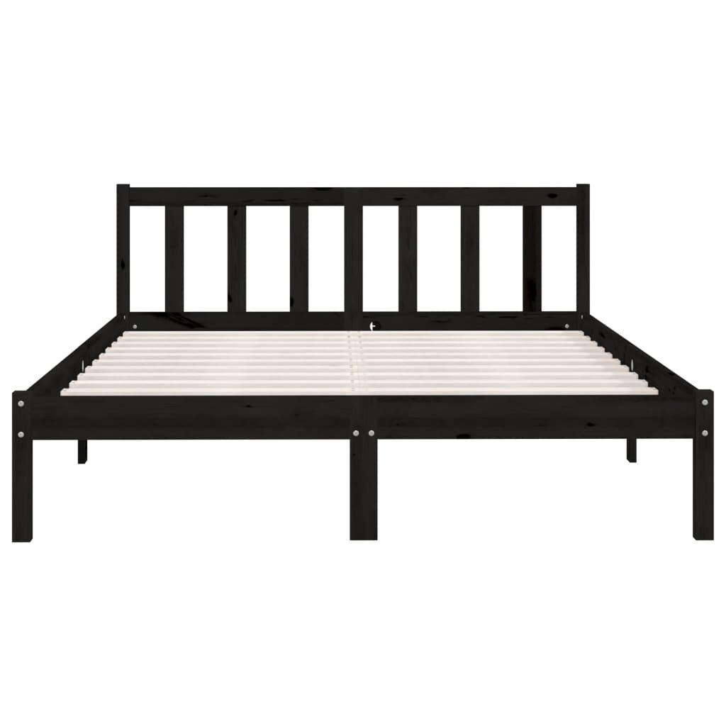 vidaXL إطار سرير خشب صنوبر صلب أسود 120×200 سم