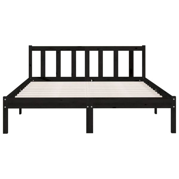 vidaXL إطار سرير خشب صنوبر صلب أسود 120×200 سم