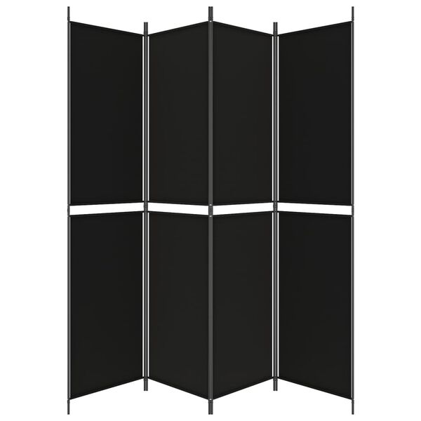 vidaXL مقسم غرفة 4-ألواح أسود 200×220 سم قماش