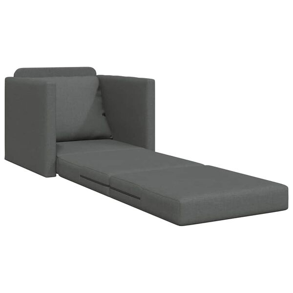 vidaXL سرير أريكة أرضي 2 في 1 لون رمادي داكن 55x174x112 سم قماش