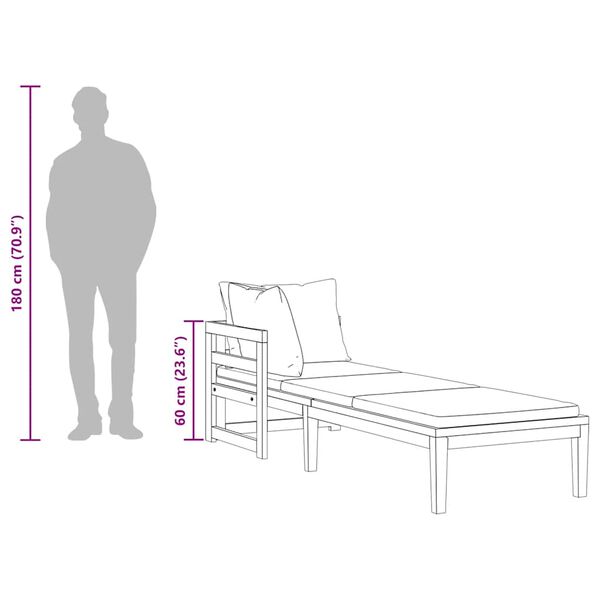 vidaXL كرسي تشمس مع مسند ذراع 1 رمادي داكن خشب أكاسيا صلب