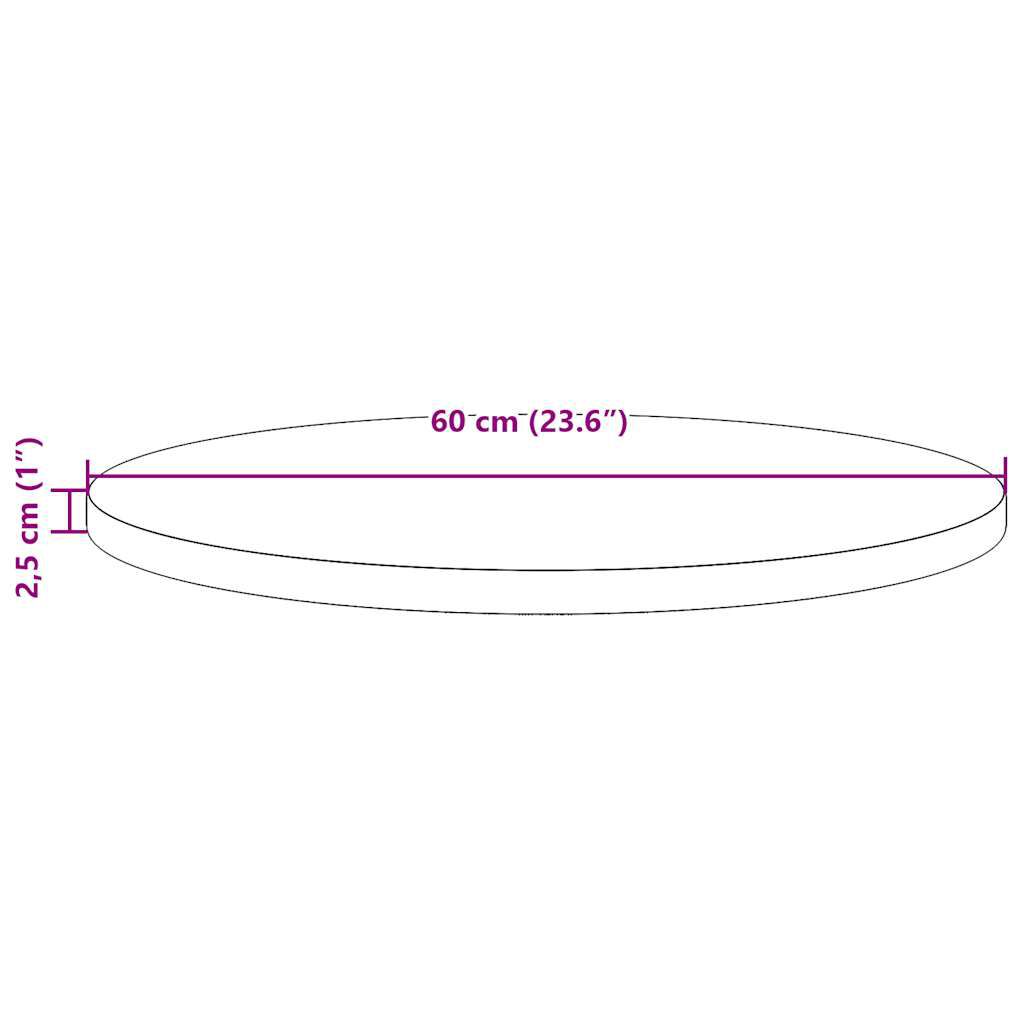 vidaXL سطح طاولة قطر 2,5x60 سم خشب صنوبر صلب