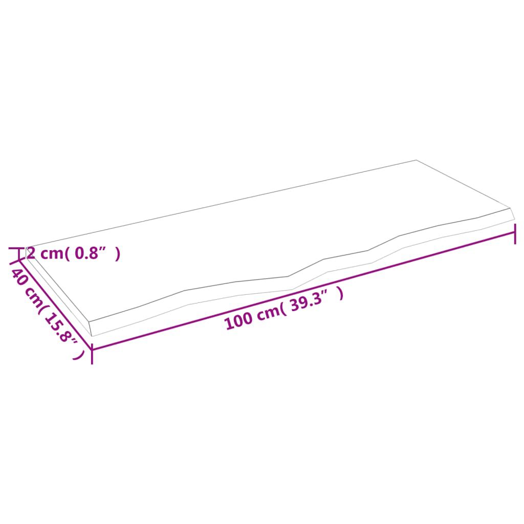 vidaXL سطح طاولة لون بني فاتح 2x40x100 سم خشب بلوط صلب معالج