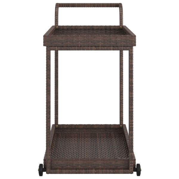vidaXL عربة بار مع درج بني 100×45×83 سم بولي روطان