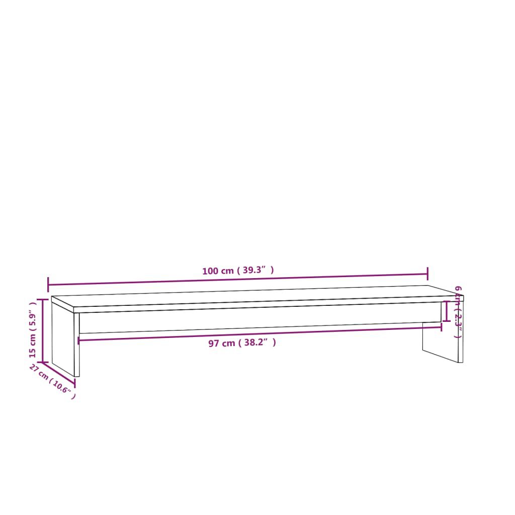 vidaXL حامل شاشة لون أبيض 15x27x100 سم خشب صنوبر صلب