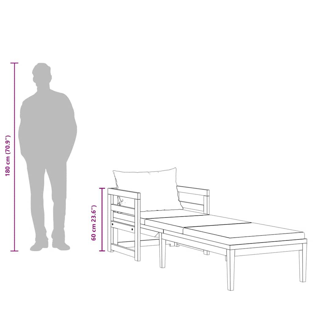 vidaXL كرسي تشمس مع وسادة أبيض كريمي خشب أكاسيا صلب