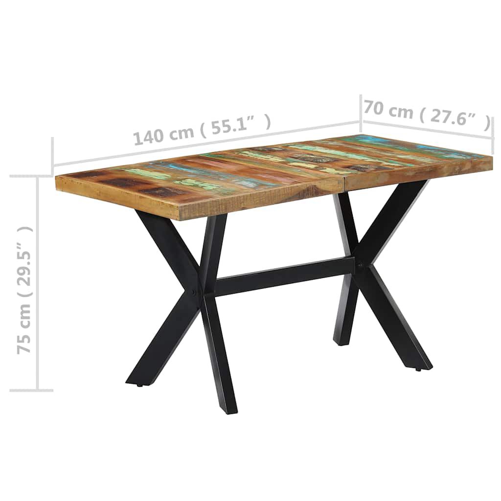 vidaXL طاولة طعام 75x70x140 سم خشب مستصلح صلب