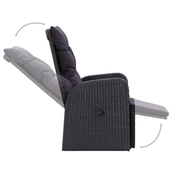 vidaXL عدد 5 قطع طقم سفرة حديقة أسود