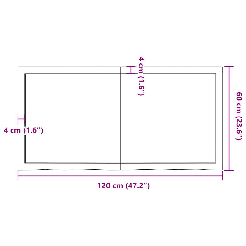 vidaXL رف حائط لون بني فاتح 120*60*(2-4) سم خشب بلوط صلب معالج