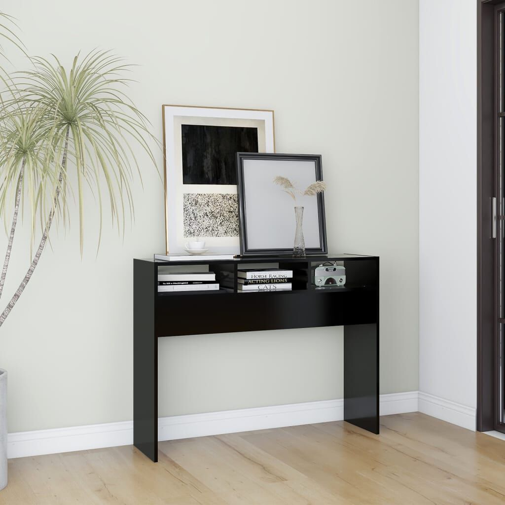 vidaXL طاولة كونسول أسود 105×30×80 سم خشب صناعي