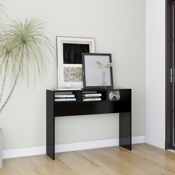 vidaXL طاولة كونسول أسود 105×30×80 سم خشب صناعي