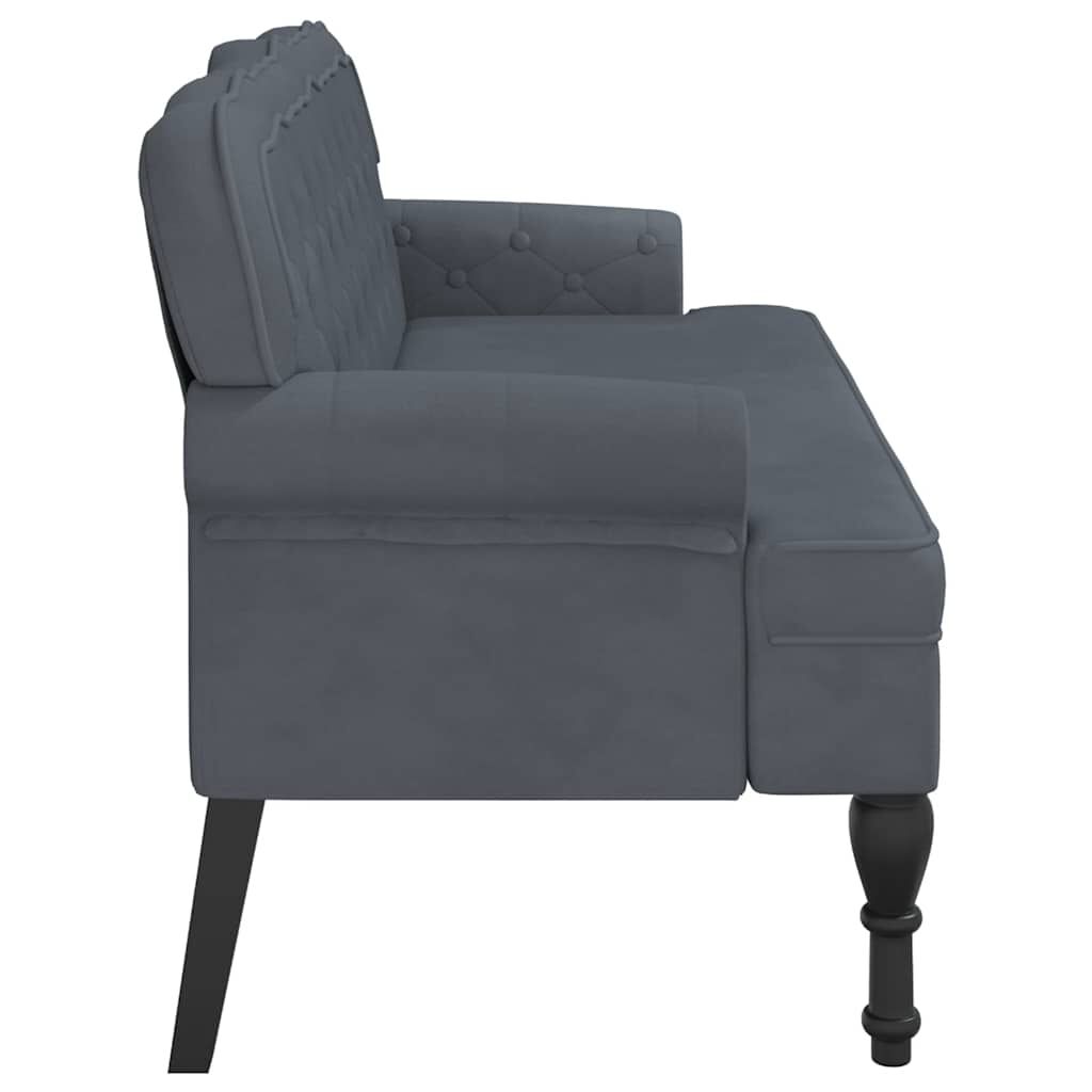 vidaXL مقعد طويل ومسند ظهر لون رمادي داكن 75x64,5x119,5 سم مخمل