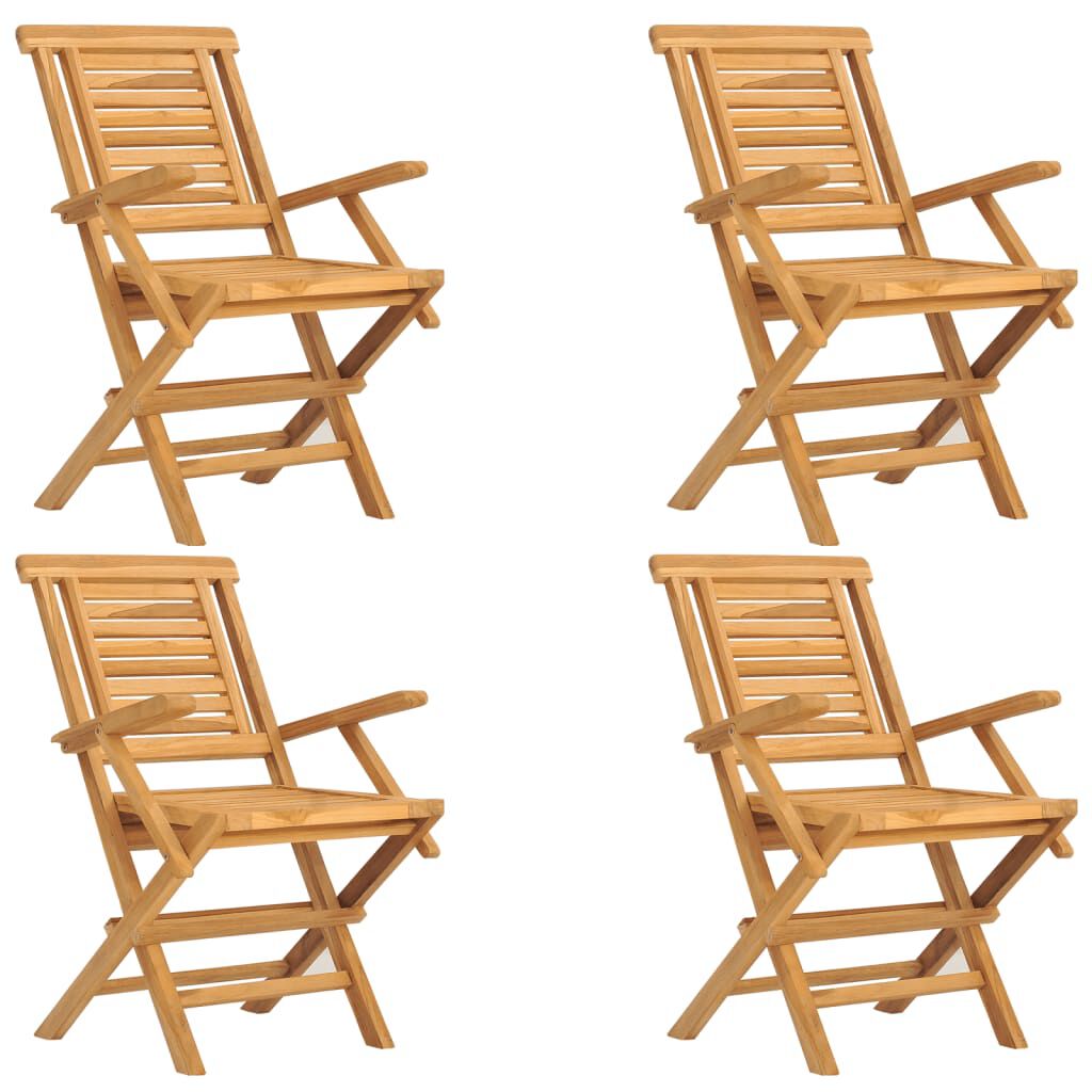 vidaXL كراسي حديقة قابلة للطي 4 ق 56x63x90 سم خشب ساج صلب