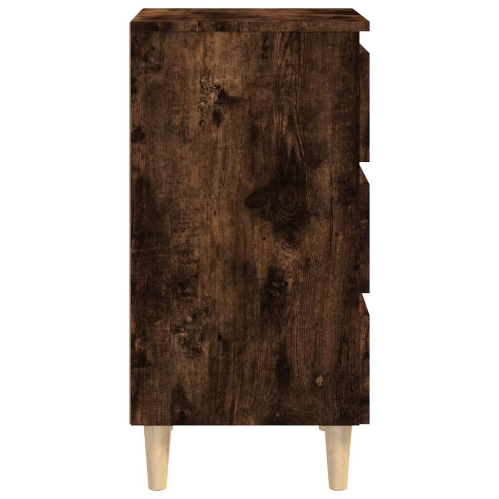 vidaXL خزائن سرير بأرجل خشب صلب 2 ق أوك دخاني 40×35×69 سم