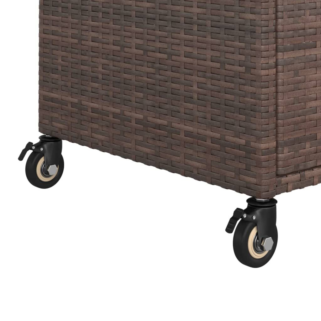 vidaXL عربة بار مع درج بني 100×45×97 سم بولي روطان