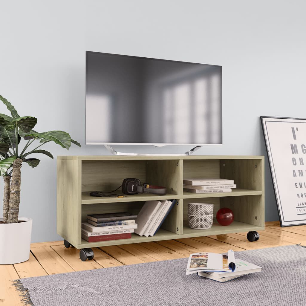 vidaXL خزانة تلفزيون بعجلات سونوما اوك 90×35×35 سم خشب صناعي