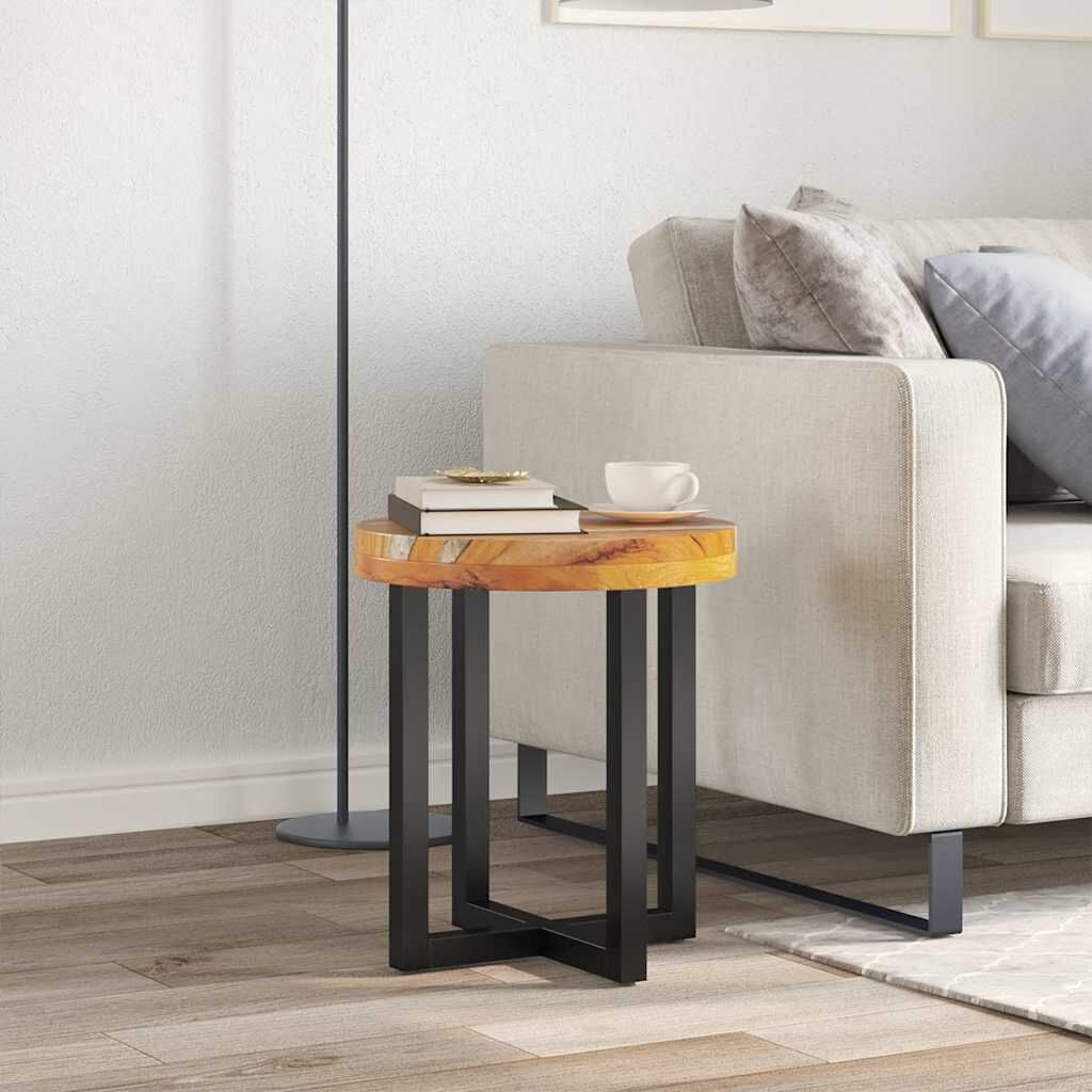 vidaXL طاولة قهوة 40×45 سم خشب ساج صلب وبولي راتنج