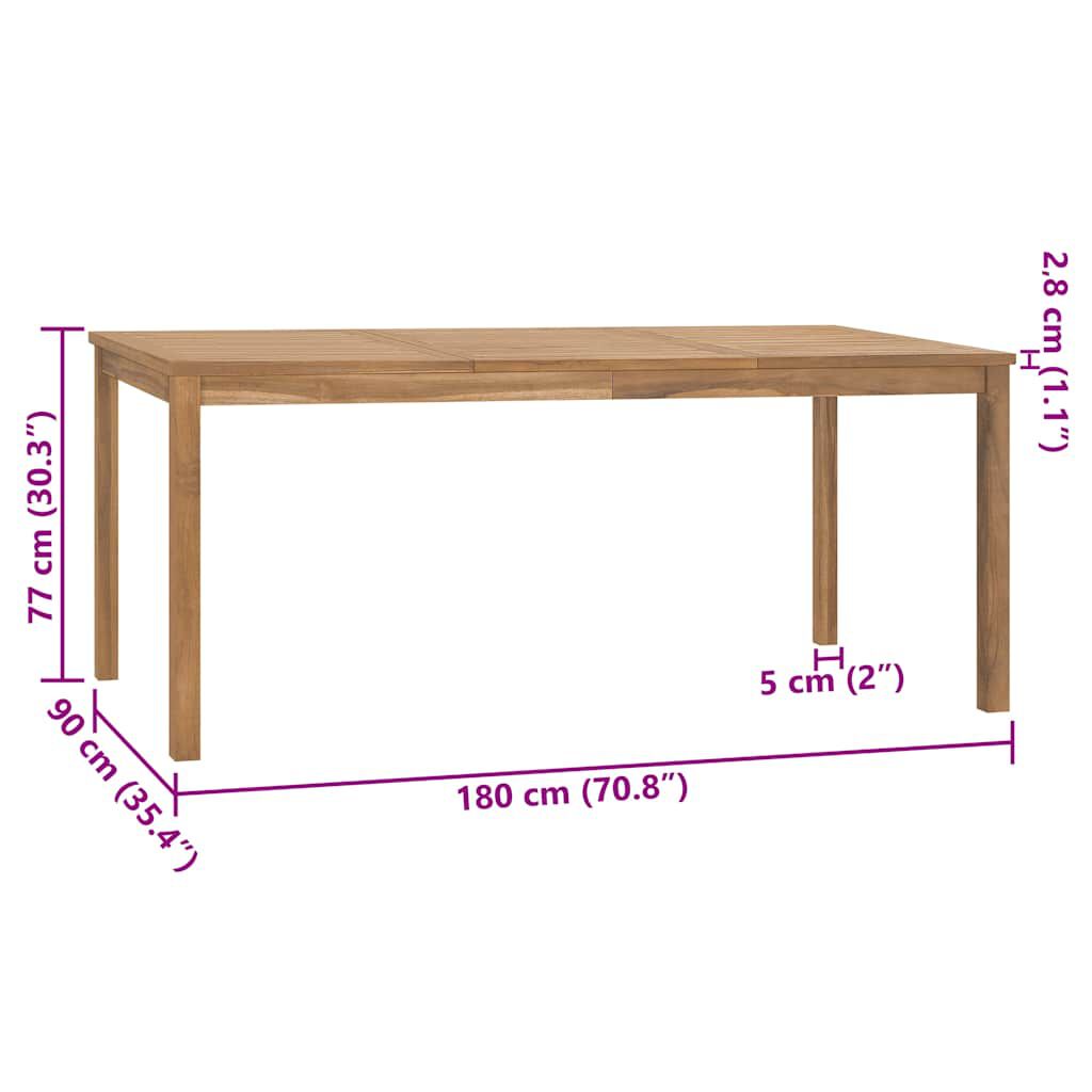 vidaXL طاولة سفرة حديقة 180×90×77 سم خشب ساج صلب