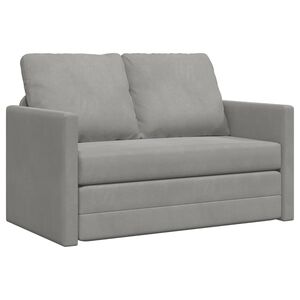 vidaXL سرير أريكة أرضي 2 في 1 لون رمادي فاتح 55x204x122 سم مخمل
