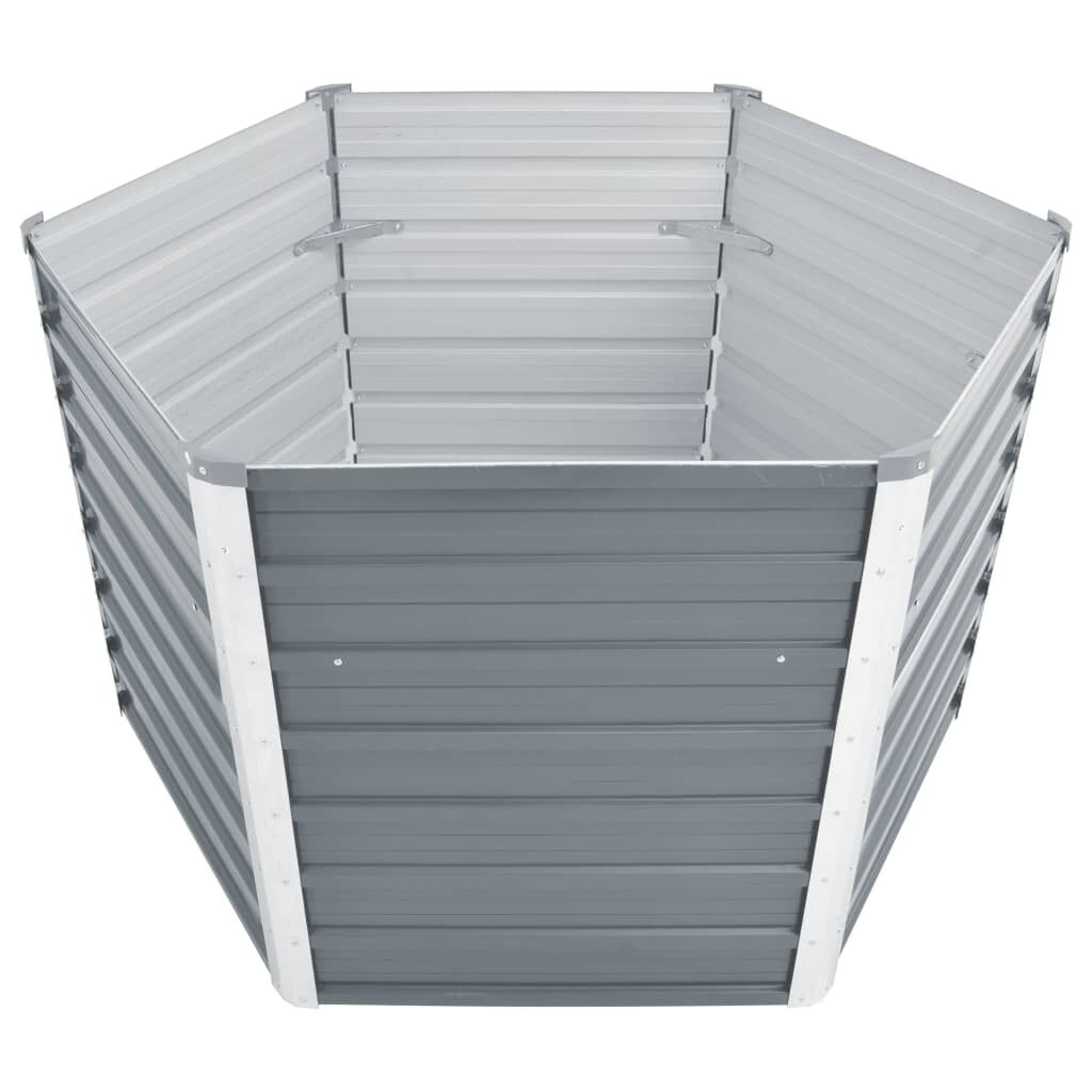 vidaXL حوض حديقة مرتفع فولاذ مجلفن 129×129×77 سم رمادي