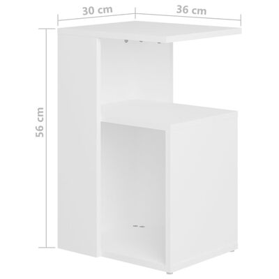 vidaXL طاولة جانبية أبيض 36×30×56 سم خشب حبيبي