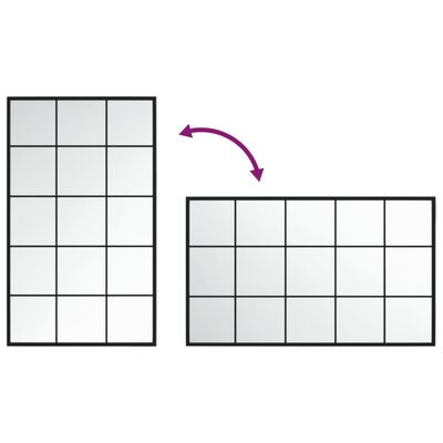 vidaXL مرآة حائط لون أسود 60x100 سم معدن