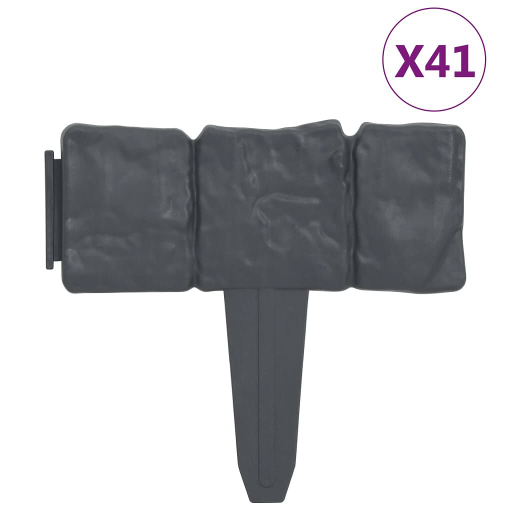 vidaXL سياج عشب مظهر حجري 41 ق بلاستيك 10 م