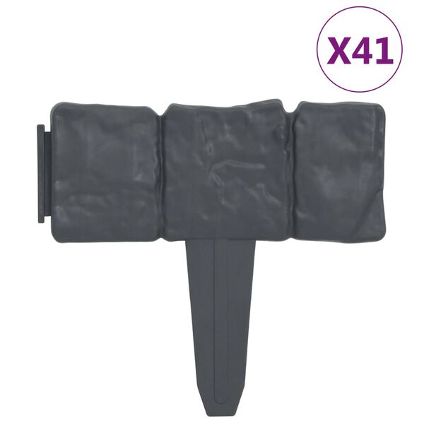 vidaXL سياج عشب مظهر حجري 41 ق بلاستيك 10 م