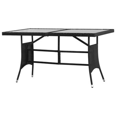 vidaXL طاولة حديقة أسود 140×80×74 سم بولي راتان