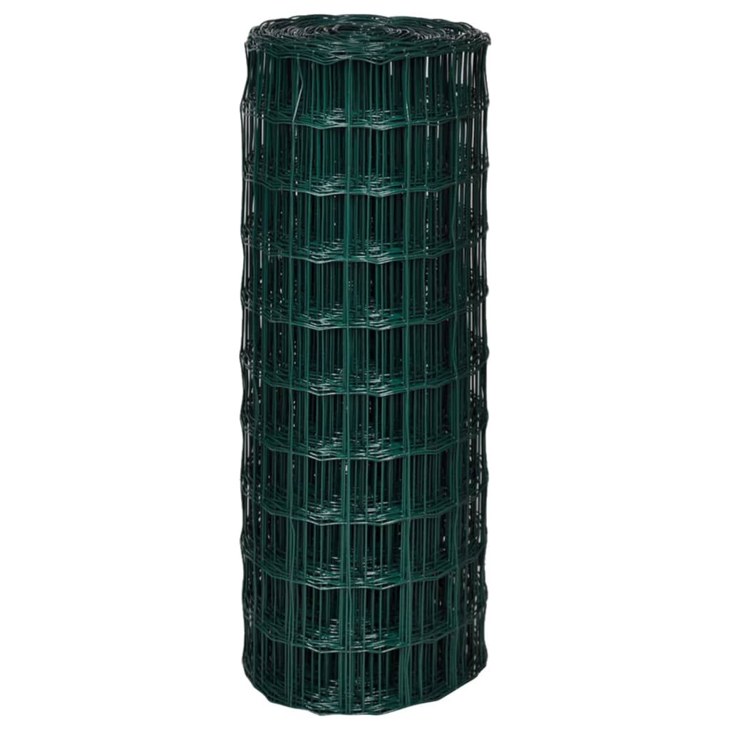 vidaXL سياج يورو فولاذ 1,0x10 متر أخضر