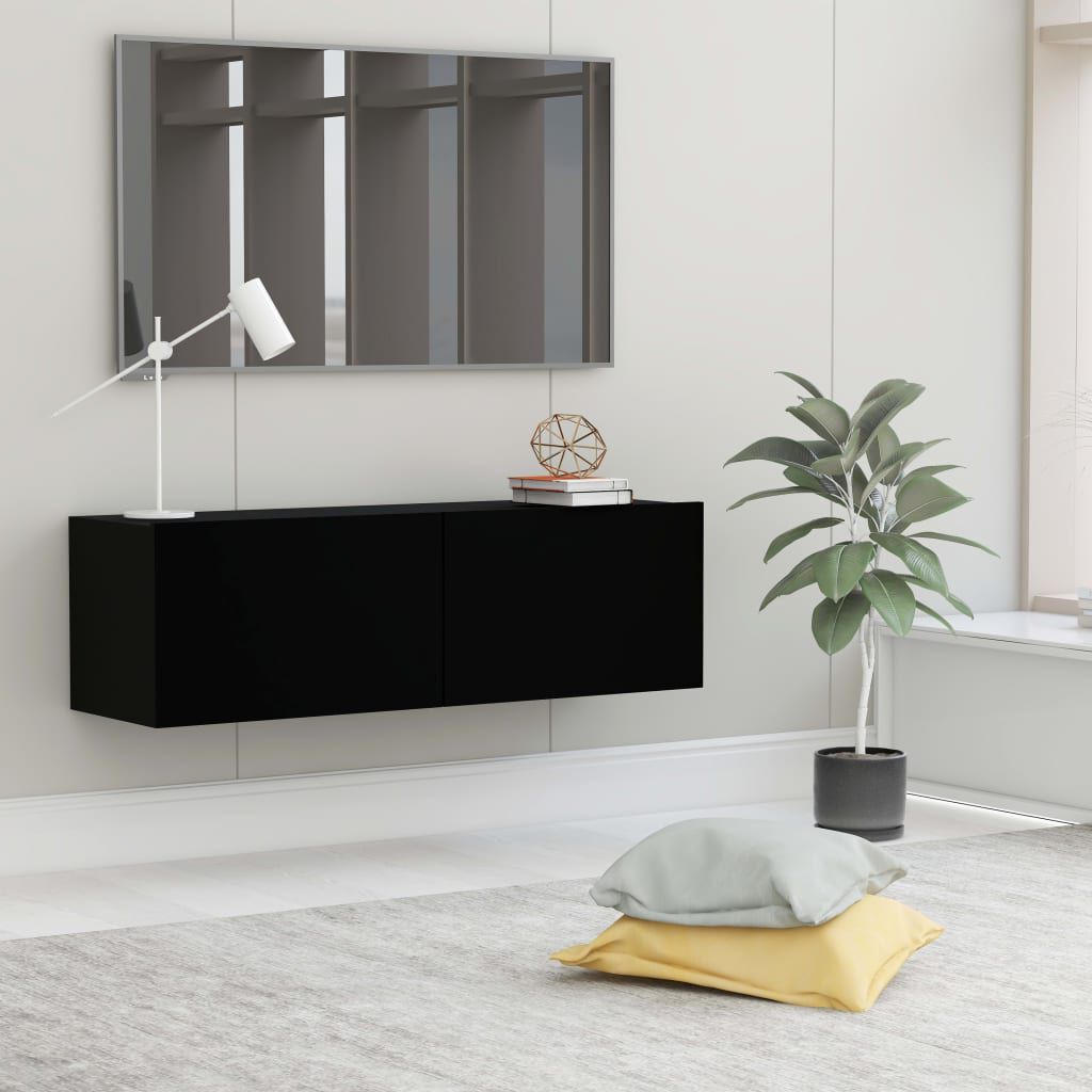 vidaXL خزانة تلفزيون أسود 100×30×30 سم خشب صناعي