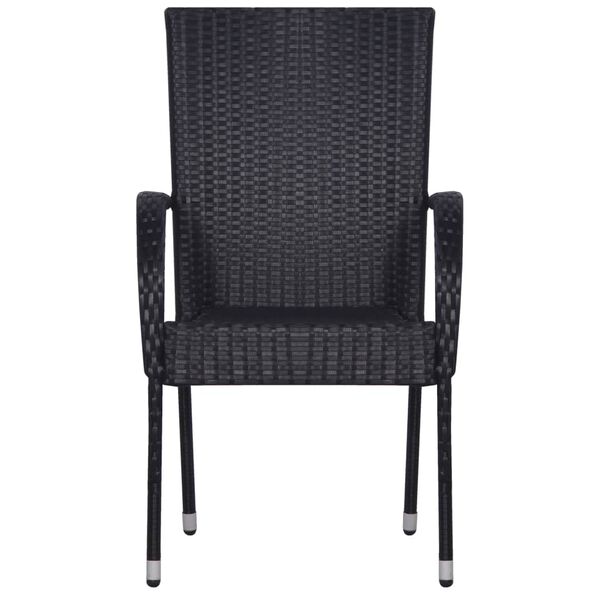 vidaXL عدد 7 قطع طقم سفرة حديقة بولي روطان أسود