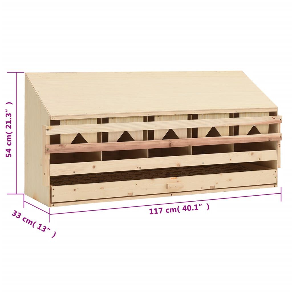 vidaXL عش دجاج 5 حجرات 54x33x117 سم خشب صنوبر صلب