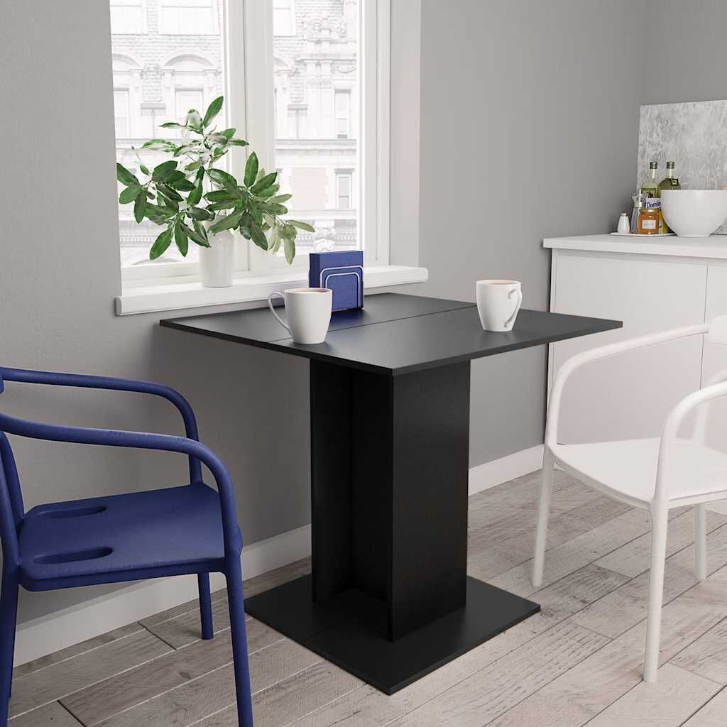 vidaXL طاولة طعام لون أسود 80×80×75 سم خشب صناعي