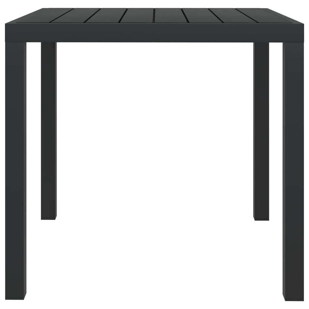 vidaXL طاولة حديقة أسود 80×80×74 سم ألومنيوم وخشب WPC