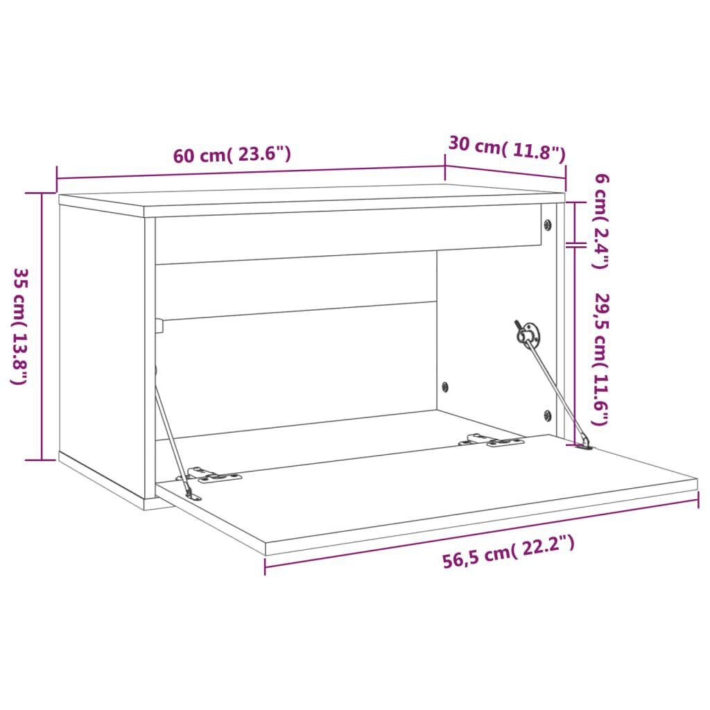 vidaXL خزانات حائط لون أبيض 35x30x60 سم خشب صنوبر صلب