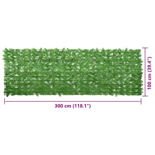 vidaXL ساتر شرفة مع أوراق شجر خضراء 300×100 سم