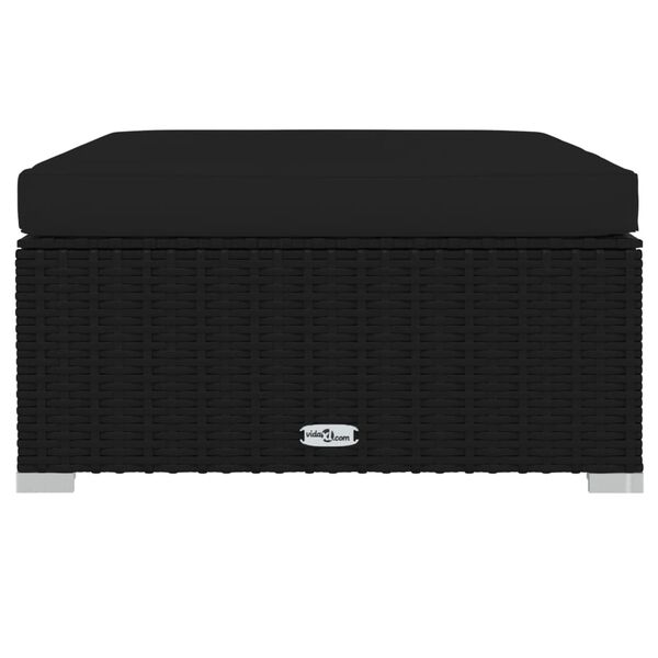 vidaXL طقم جلسة حديقة 11 قطعة مع وسائد بولي روطان أسود