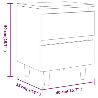 vidaXL خزانة سرير بأرجل خشب صلب أوك بني 40×35×50 سم