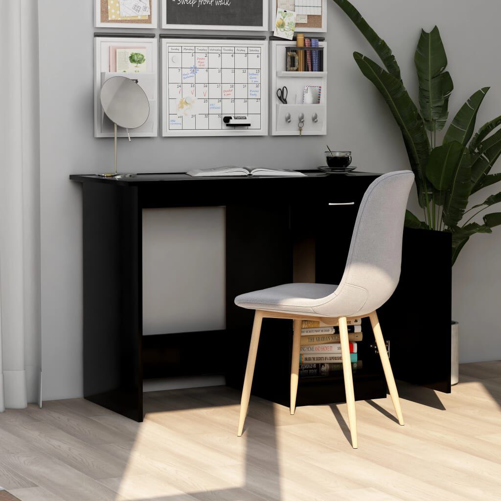 vidaXL مكتب لون أسود 100×50×76 سم خشب صناعي