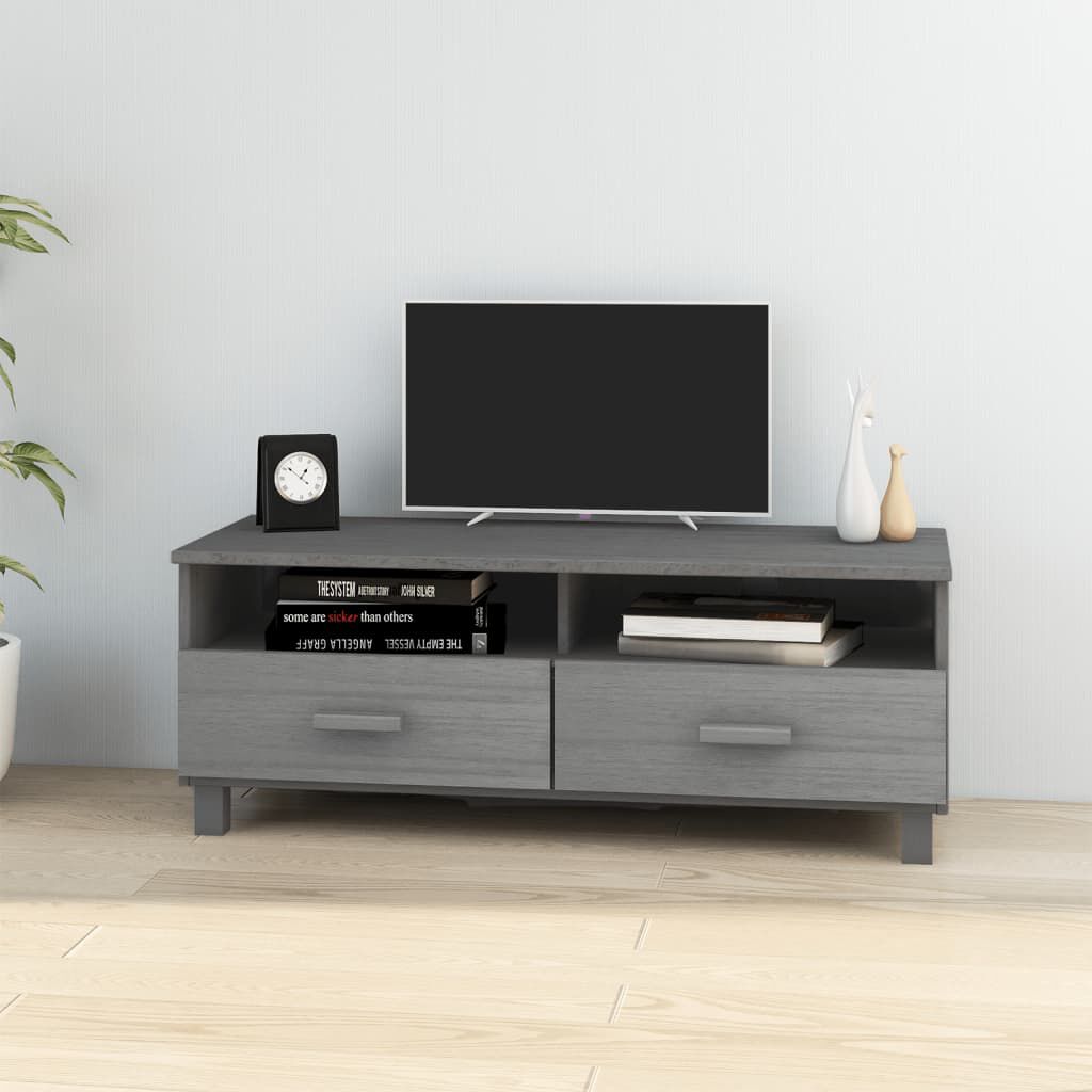 vidaXL خزانة تلفزيون رمادي داكن 106×40×40 سم خشب صنوبر صلب