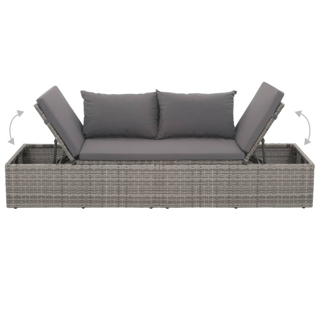 vidaXL سرير حديقة رمادي 195×60 سم بولي روطان
