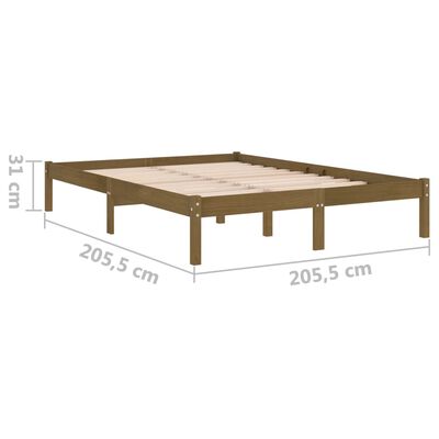 vidaXL إطار سرير خشب صنوبر صلب بني عسلي 200×200 سم