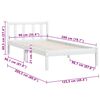 vidaXL إطار سرير خشب صنوبر صلب أبيض 90×200 سم