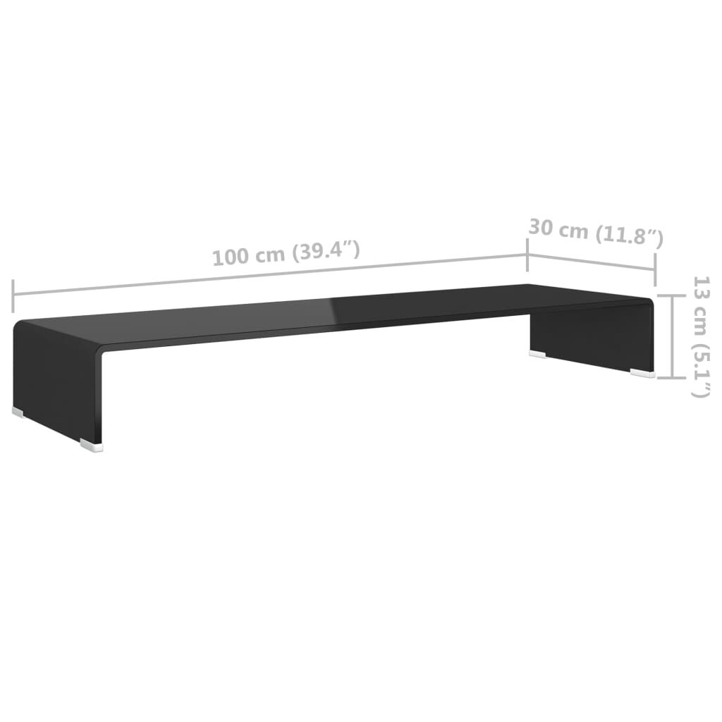 vidaXL حامل تلفزيون/رافع شاشة زجاج أسود 100×30×13 سم