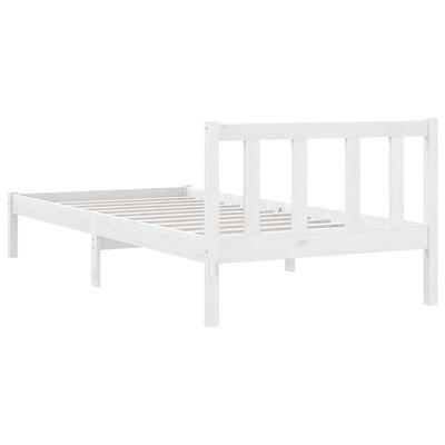 vidaXL إطار سرير خشب صنوبر صلب أبيض 90×200 سم