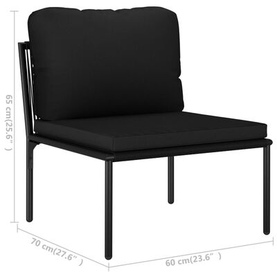 vidaXL طقم 3 قطع استرخاء حديقة مع وسائد أسود بي في سي(PVC)
