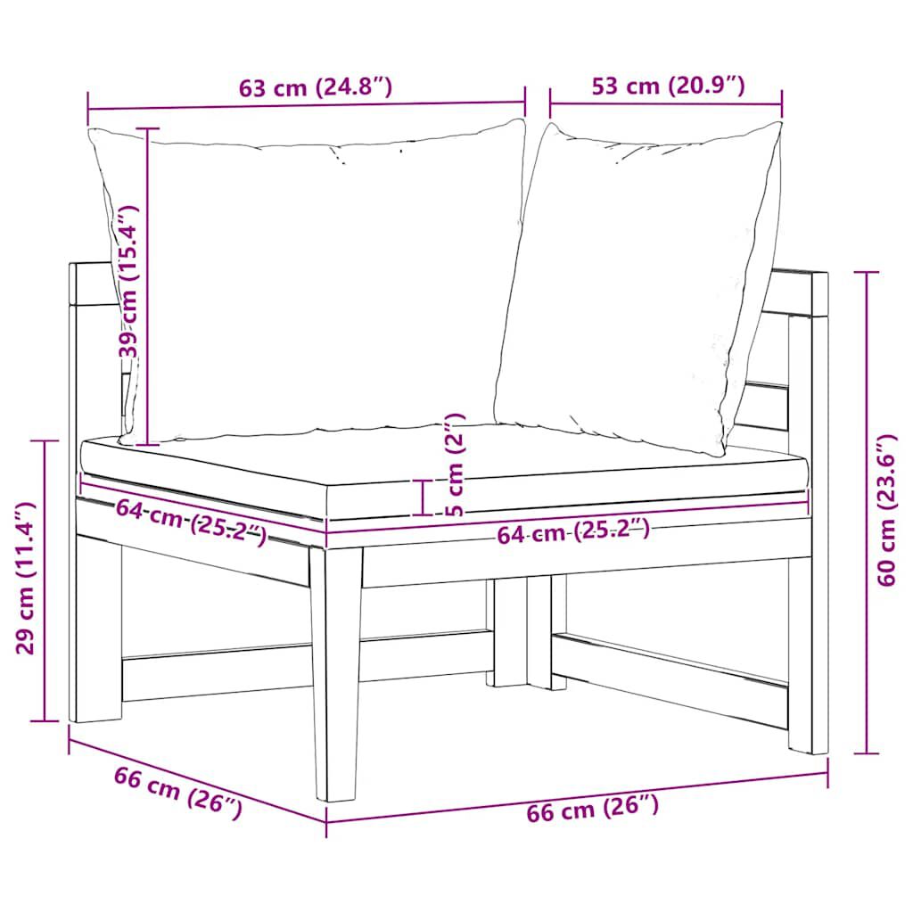 vidaXL أريكة ركنية مع وسائد رمادي داكن خشب أكاسيا صلب